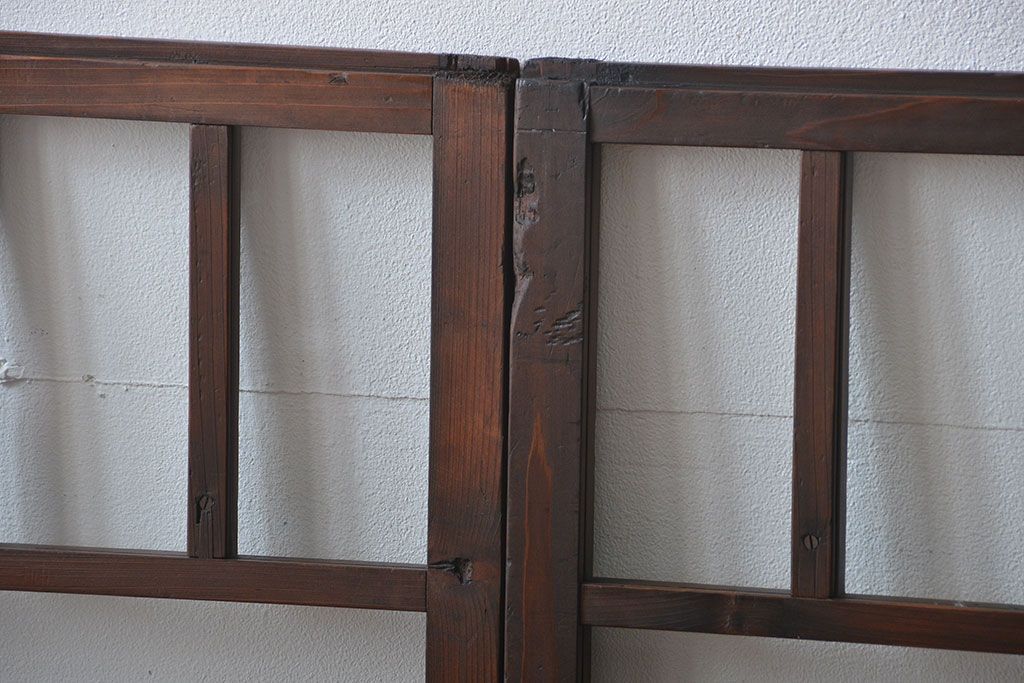 大正ロマン　モダンな背の低いガラス戸2枚セット(窓)(3)