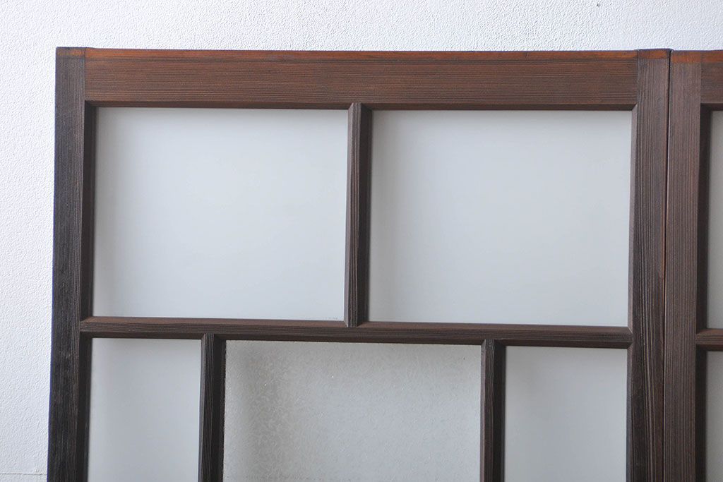 大正ロマン　モダンな背の低いガラス戸2枚(窓)(4)