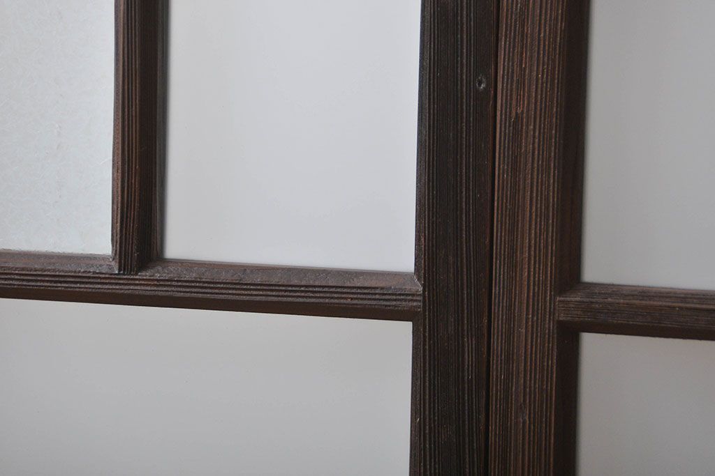 大正ロマン　モダンな背の低いガラス戸2枚(窓)(4)