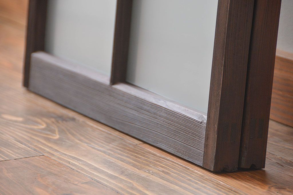 大正ロマン　モダンな背の低いガラス戸2枚(窓)(4)