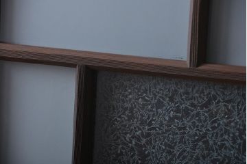 大正ロマン　モダンな背の低いガラス戸2枚(窓)(4)