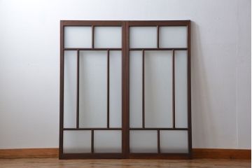 大正ロマン　モダンな背の低いガラス戸2枚(窓)(4)