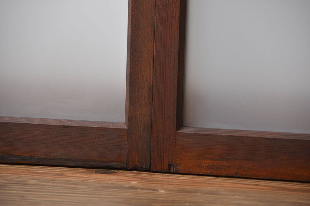 大正ロマン　モダンな背の低いガラス戸2枚(窓)(4)