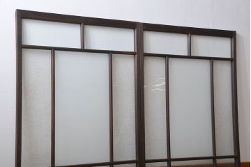 大正ロマン　モダンな背の低いガラス戸2枚セット(窓)(5)