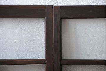 大正ロマン　モダンな背の低いガラス戸2枚セット(窓)(5)