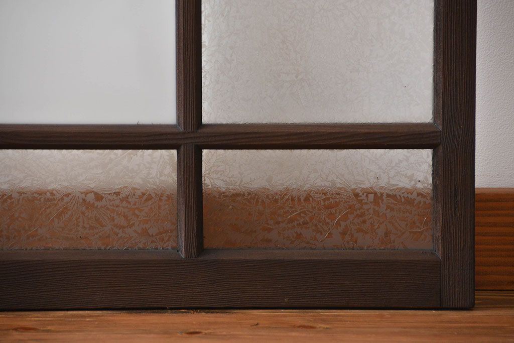 大正ロマン　モダンな背の低いガラス戸2枚セット(窓)(5)