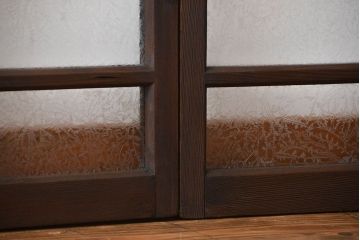 大正ロマン　モダンな背の低いガラス戸2枚セット(窓)(5)