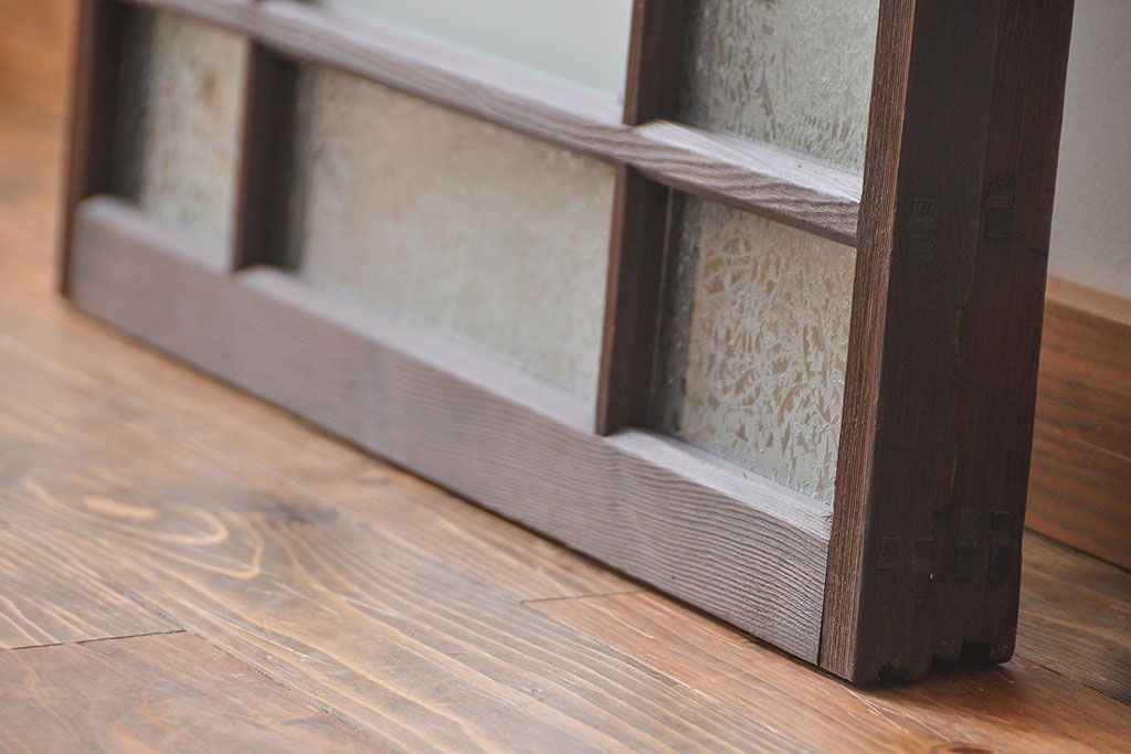 大正ロマン　モダンな背の低いガラス戸2枚セット(窓)(5)