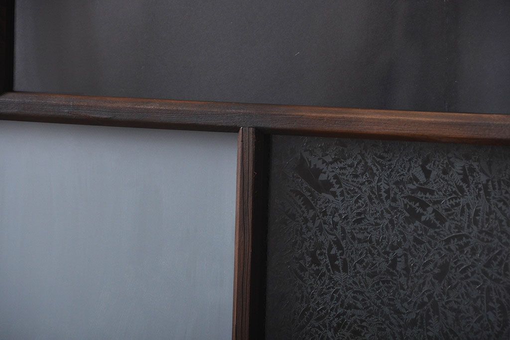 大正ロマン　モダンな背の低いガラス戸2枚セット(窓)(5)