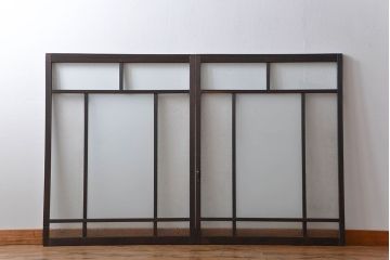 大正ロマン　モダンな背の低いガラス戸2枚セット(窓)(5)