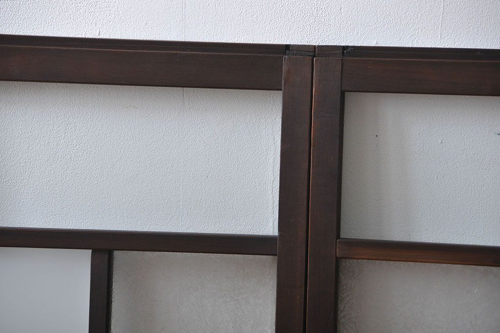 大正ロマン　モダンな背の低いガラス戸2枚セット(窓)(5)