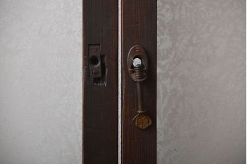 大正ロマン　モダンな背の低いガラス戸2枚セット(窓)(5)