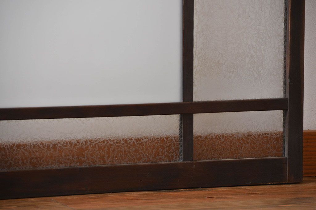 大正ロマン　モダンな背の低いガラス戸2枚セット(窓)(5)