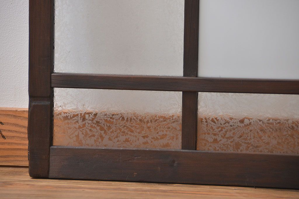 大正ロマン　モダンな背の低いガラス戸2枚セット(窓)(5)