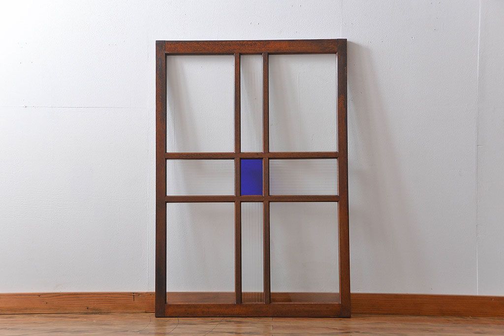 大正ロマン　当時物色ガラス入り!フィックス窓