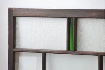 大正ロマン　当時物色ガラス入りモダンなガラス戸2枚セット(窓)