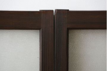 大正ロマン　当時物色ガラス入りモダンなガラス戸2枚セット(窓)