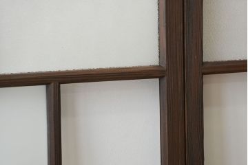 大正ロマン　当時物色ガラス入りモダンなガラス戸2枚セット(窓)