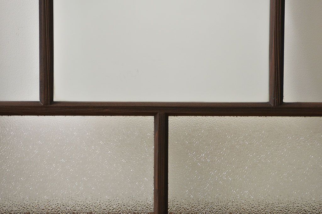 大正ロマン　当時物色ガラス入りモダンなガラス戸2枚セット(窓)