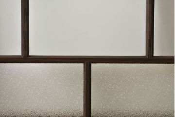 大正ロマン　当時物色ガラス入りモダンなガラス戸2枚セット(窓)