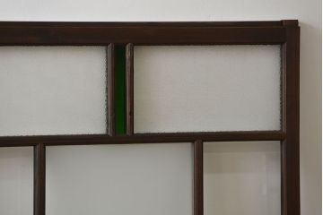 大正ロマン　当時物色ガラス入りモダンなガラス戸2枚セット(窓)