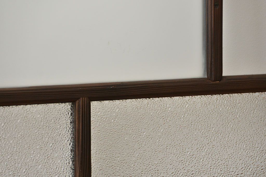 大正ロマン　当時物色ガラス入りモダンなガラス戸2枚セット(窓)