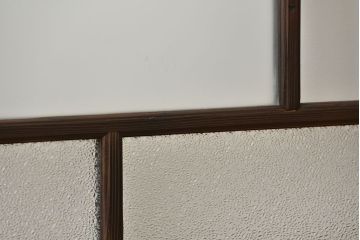 大正ロマン　当時物色ガラス入りモダンなガラス戸2枚セット(窓)