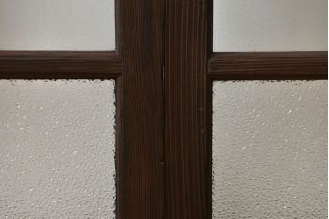 大正ロマン　当時物色ガラス入りモダンなガラス戸2枚セット(窓)
