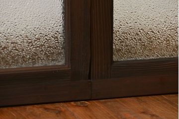 大正ロマン　当時物色ガラス入りモダンなガラス戸2枚セット(窓)