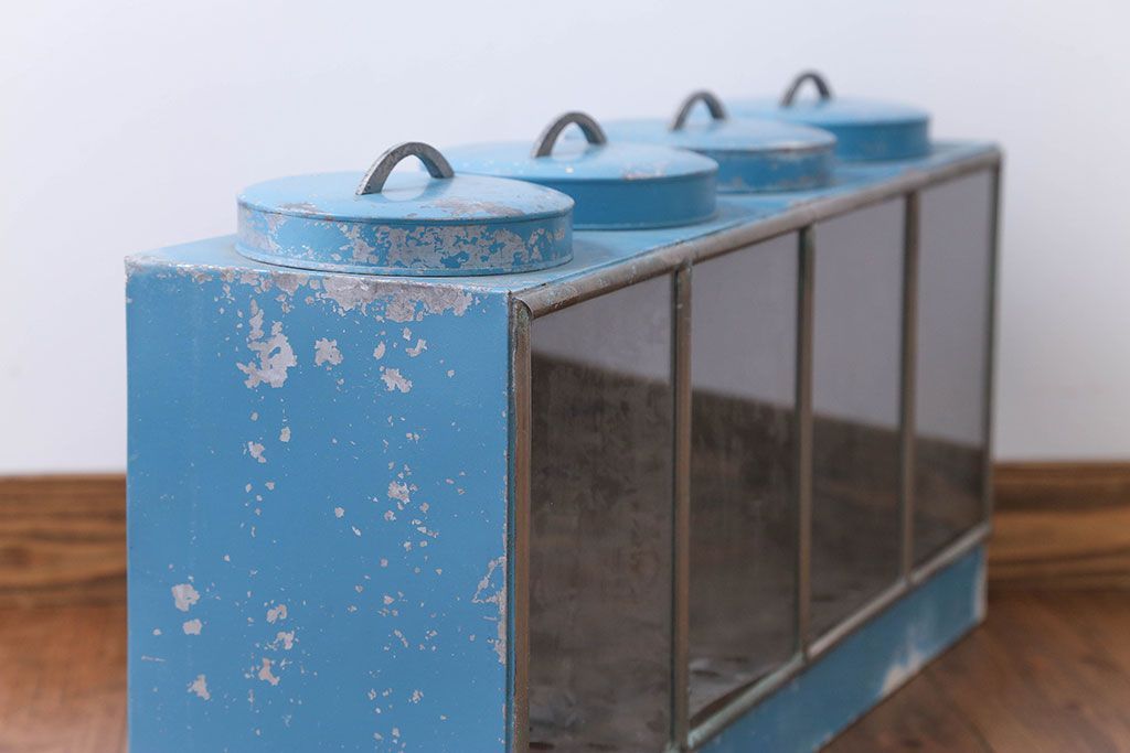 レトロ家具　昭和レトロ　ブリキガラスケース