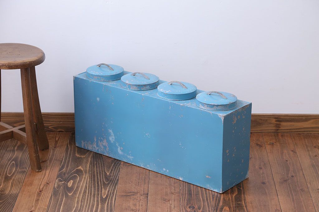 レトロ家具　昭和レトロ　ブリキガラスケース