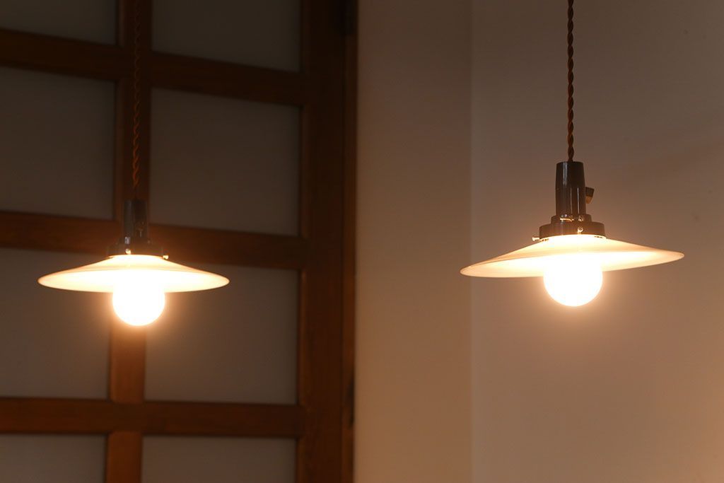 昭和レトロ　平笠照明2個セット(1)