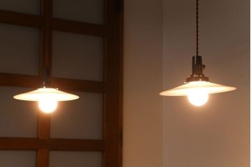 昭和レトロ　平笠照明2個セット(1)