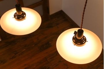 昭和レトロ　平笠照明2個セット(1)