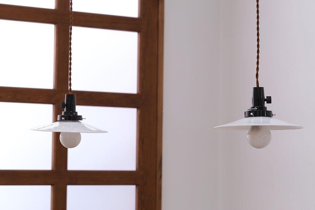 昭和レトロ　平笠照明2個セット(2)