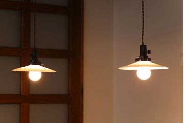 昭和レトロ　平笠照明2個セット(2)