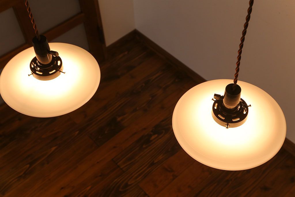 昭和レトロ　平笠照明2個セット(2)