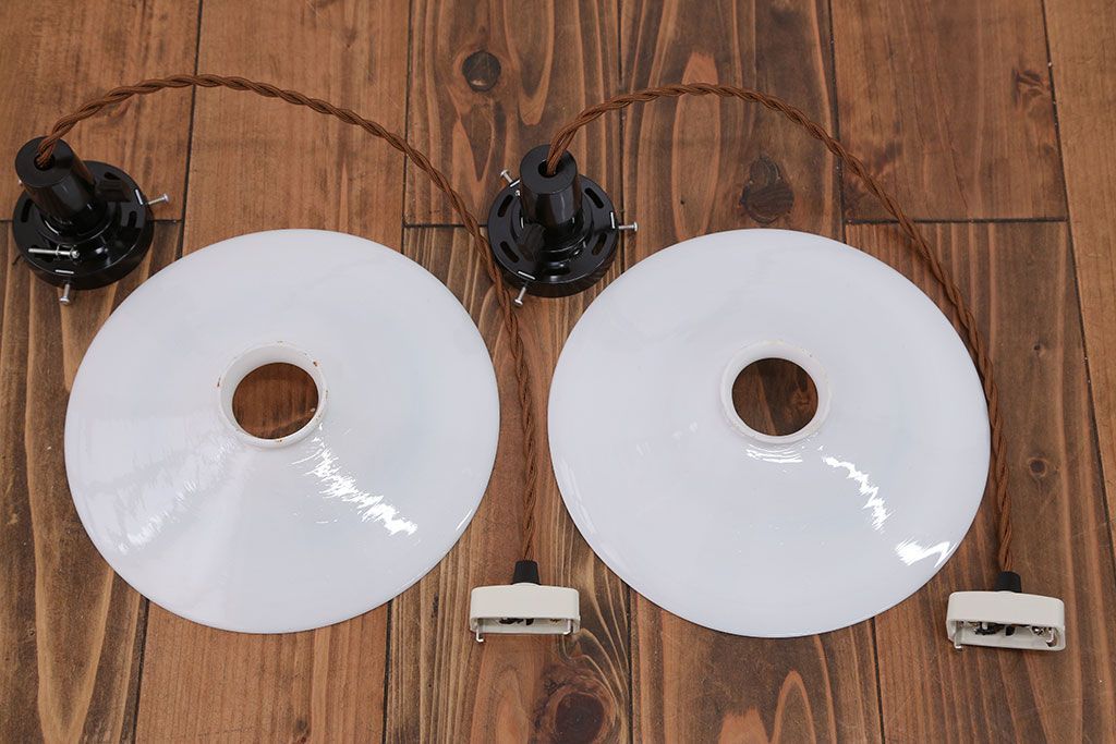 昭和レトロ　平笠照明2個セット(2)