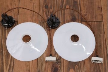 昭和レトロ　平笠照明2個セット(2)