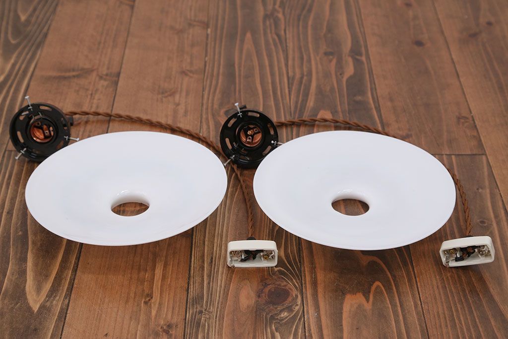 昭和レトロ　平笠照明2個セット(2)