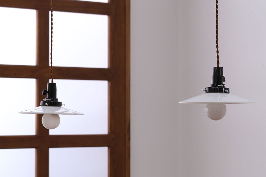 昭和レトロ　平笠照明2個セット(3)