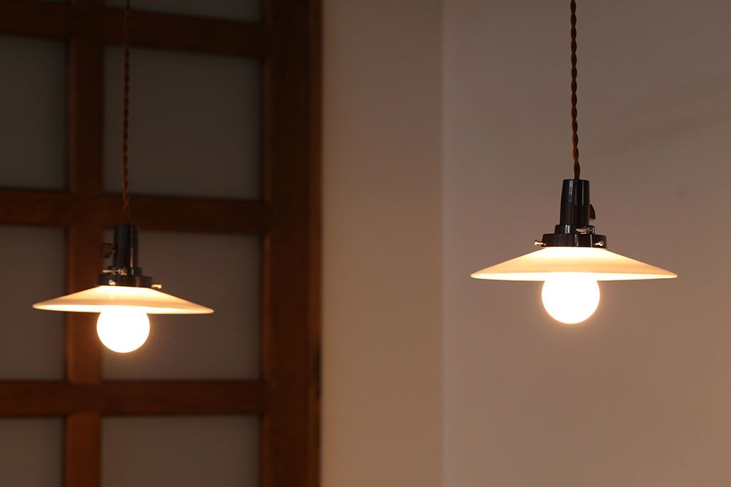昭和レトロ　平笠照明2個セット(3)