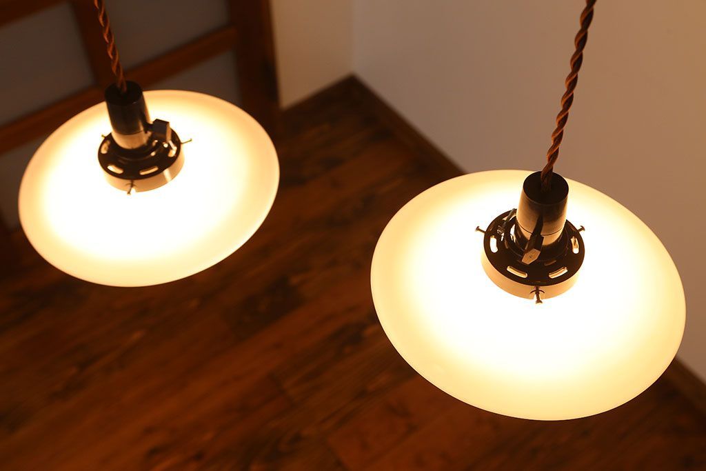 昭和レトロ　平笠照明2個セット(3)