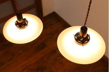 昭和レトロ　平笠照明2個セット(3)