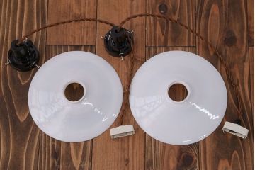 昭和レトロ　平笠照明2個セット(3)