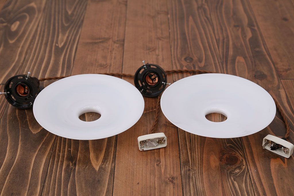 昭和レトロ　平笠照明2個セット(3)