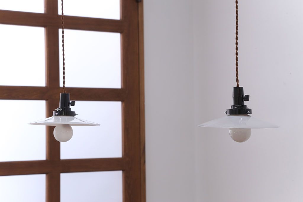 昭和レトロ　平笠照明2個セット(4)