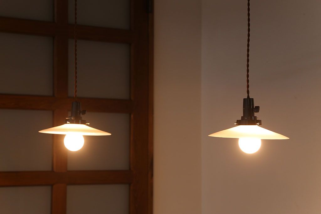 昭和レトロ　平笠照明2個セット(4)