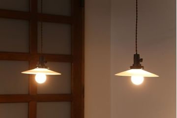 昭和レトロ　平笠照明2個セット(4)