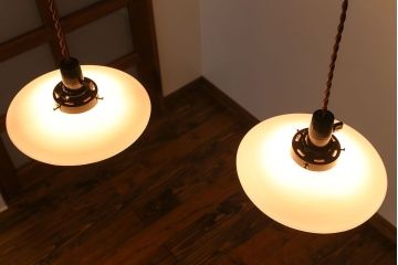 昭和レトロ　平笠照明2個セット(4)